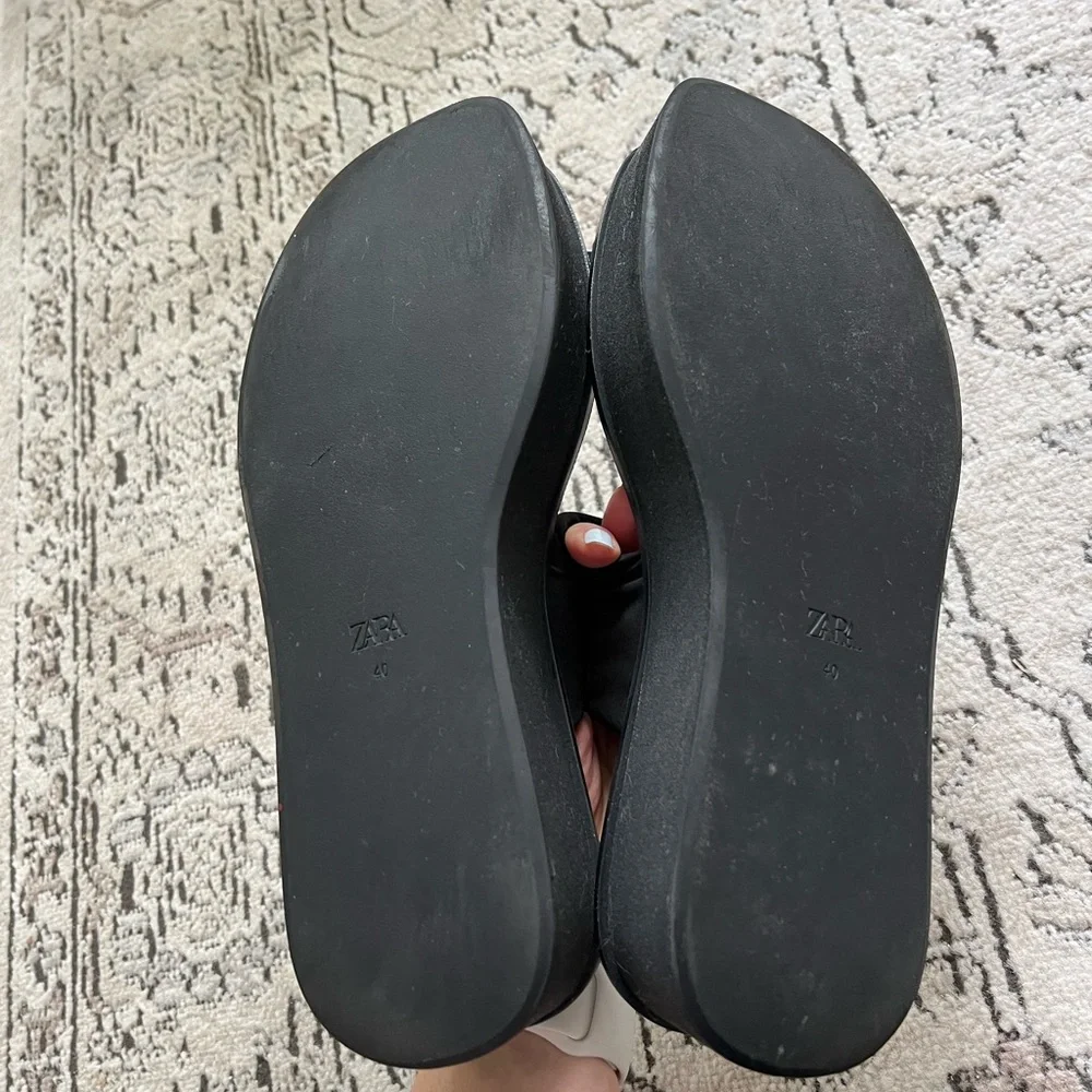 Zara Black Platform Ring Toe Sandals Size 40 (US 9-9.5) - Picture 7 of 8